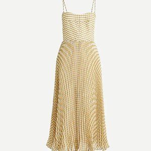 J. Crew Pleated Midi Dress in Crinkle Gingham